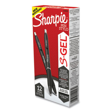 Sharpie® S-Gel™ S-gel High-performance Gel Pen, Retractable, Extra-fine 0.38 Mm, Black Ink, Black Barrel, Dozen freeshipping - TVN Wholesale